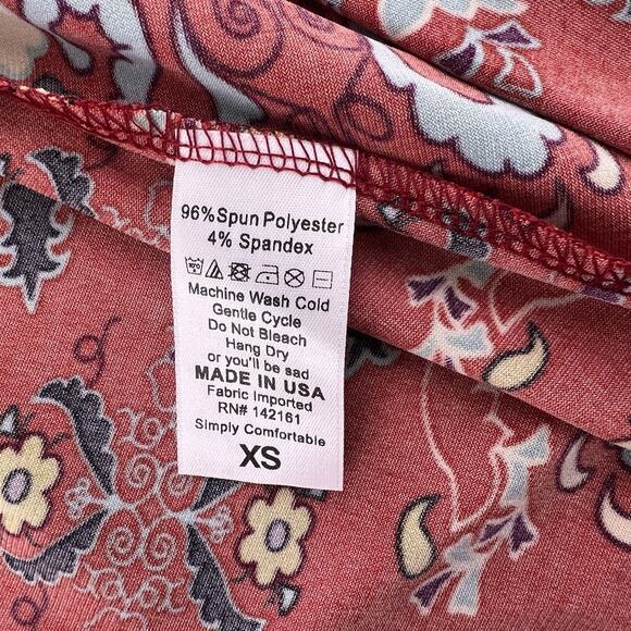 Lularoe Maxi Skirt Women Extra Small Red Floral Long Flowy Stretch Geometric New - Picture 4 of 8